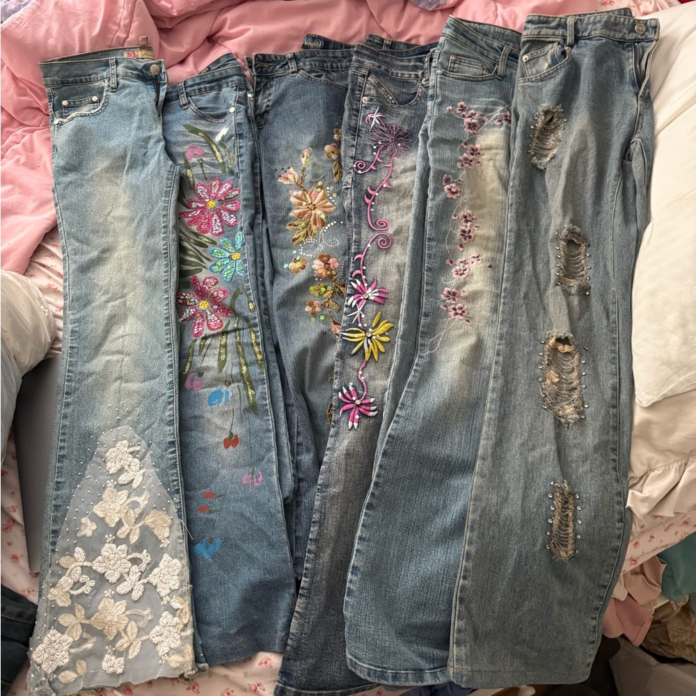 Angels y2k jeans flowers